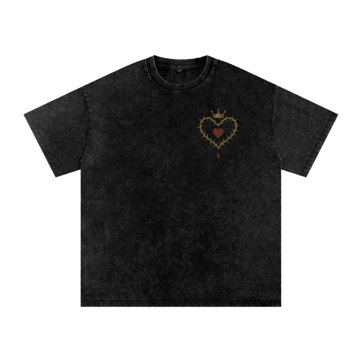 Back print of crowned bleeding heart with gothic wings and rose detail – unisex streetwear by Stitro Black