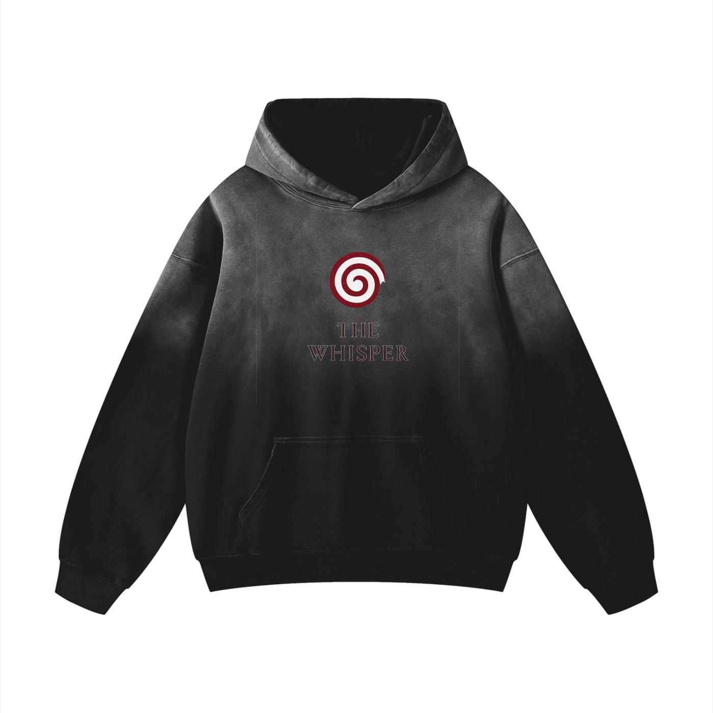 Mystic Spiral Eye handcrafted cotton graphic hoodie with front emblem, black