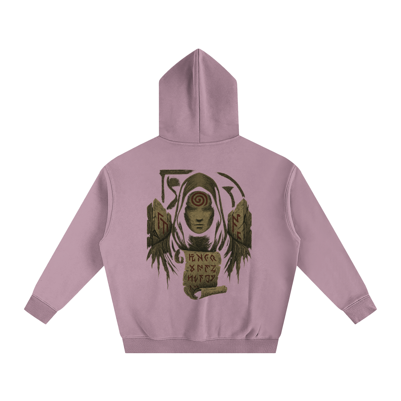 Unisex streetwear hoodie with mystic back print design, dark purple