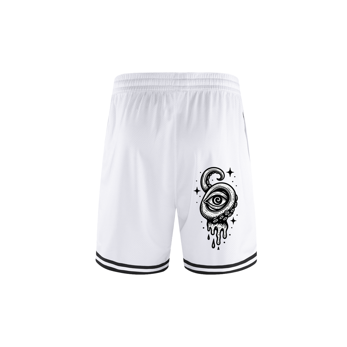 White athletic shorts with minimalist design – breathable polyester fabric