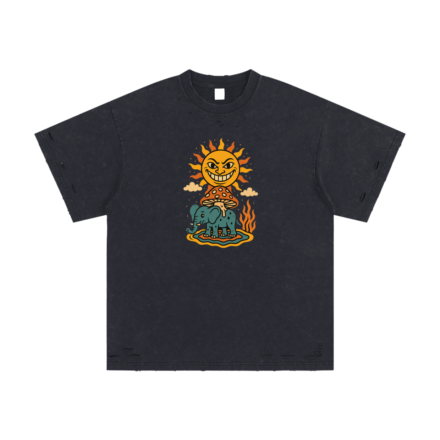 Cosmic Summoner Oversized Graphic Tee – Vintage Washed Streetwear T-shirt