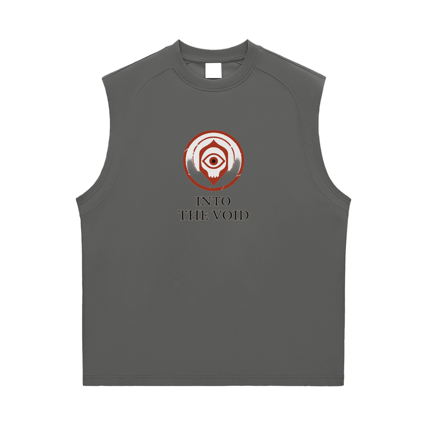 Voidcaller graphic tank top with bold streetwear chest design, dark gray