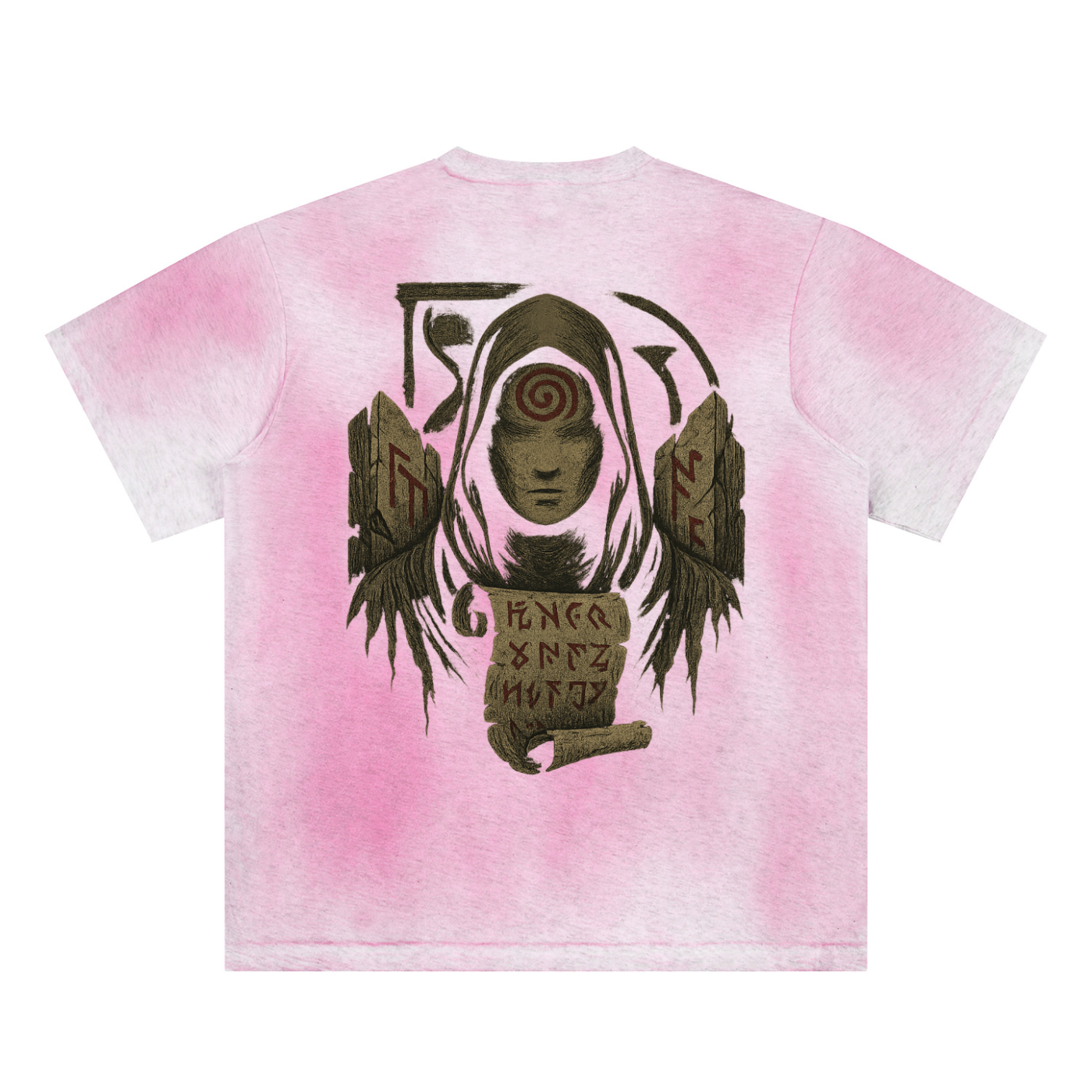 Mystic Spiral Eye design on breathable streetwear t-shirt, pink