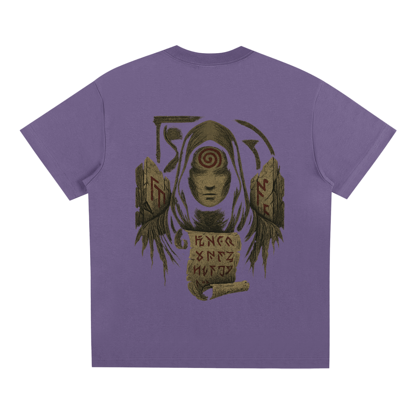 Back of limited edition Sorona® streetwear t-shirt design, misty purple