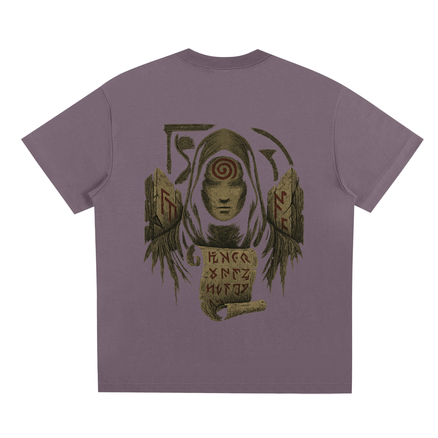 Back of limited edition Sorona® streetwear t-shirt design, plum purple