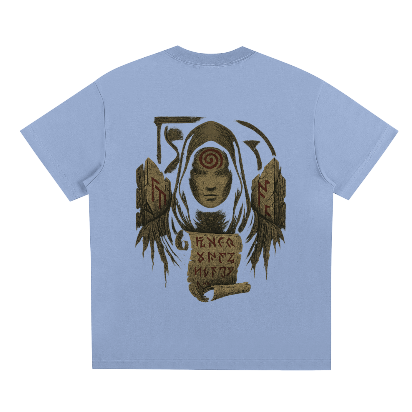 Back of limited edition Sorona® streetwear t-shirt design, sky blue