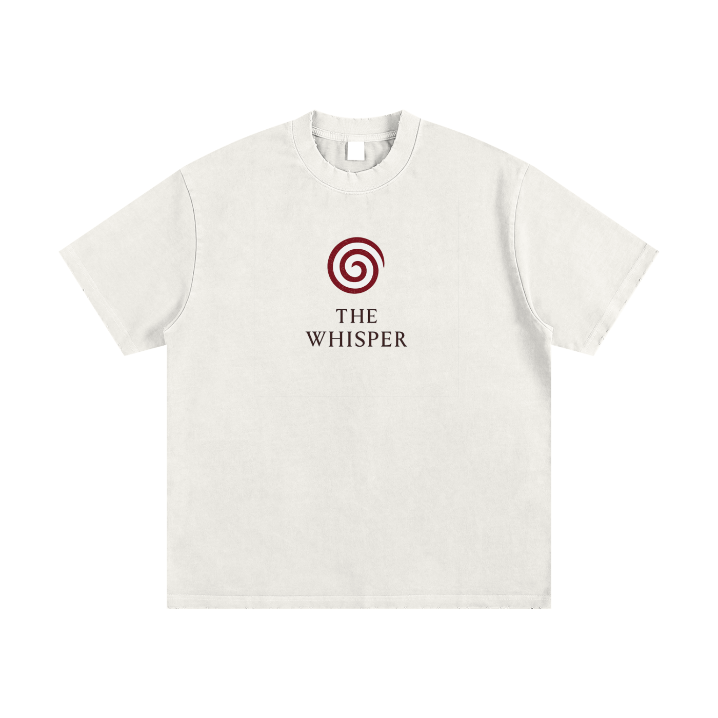 Mystic Spiral Eye vintage-style heavyweight graphic tee with frayed edges, white