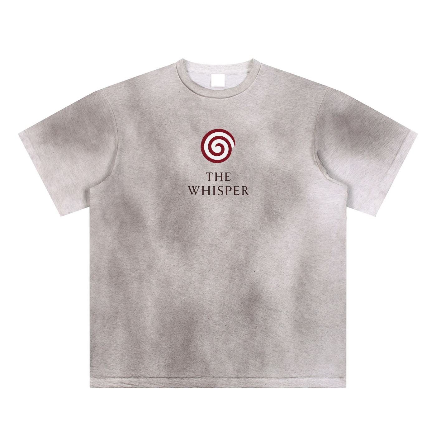 Lightweight cotton graphic tee with Spiral Eye print, unisex fit, light gray