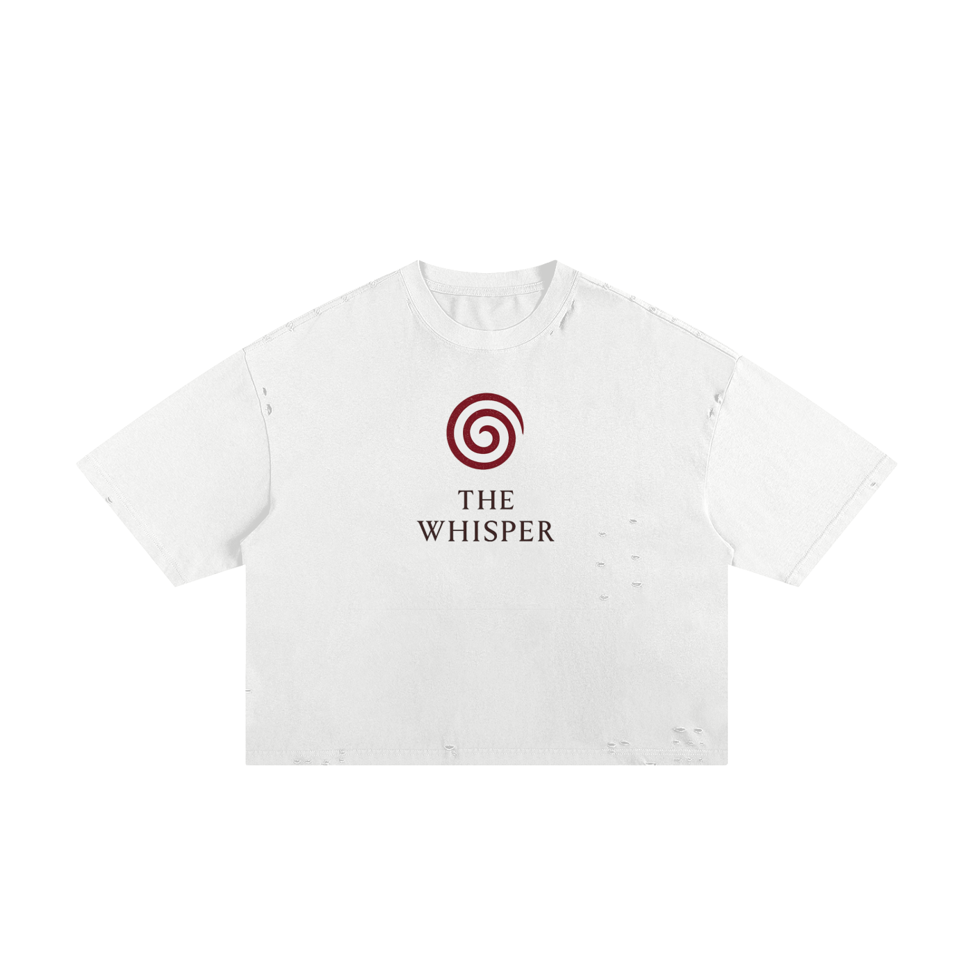 Mystic Spiral Eye 250g ripped cotton graphic tee with chest print, white