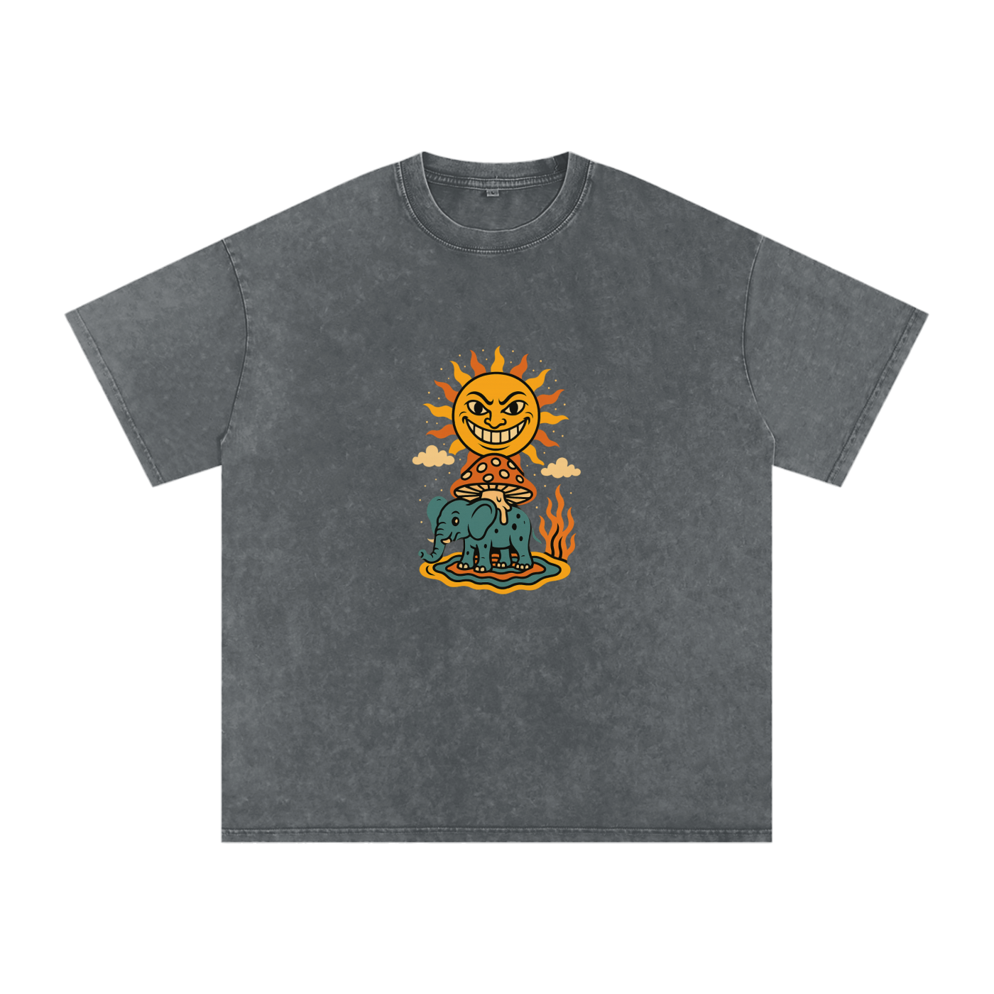 Unique front wizard art on pirate gray cosmic graphic tee
