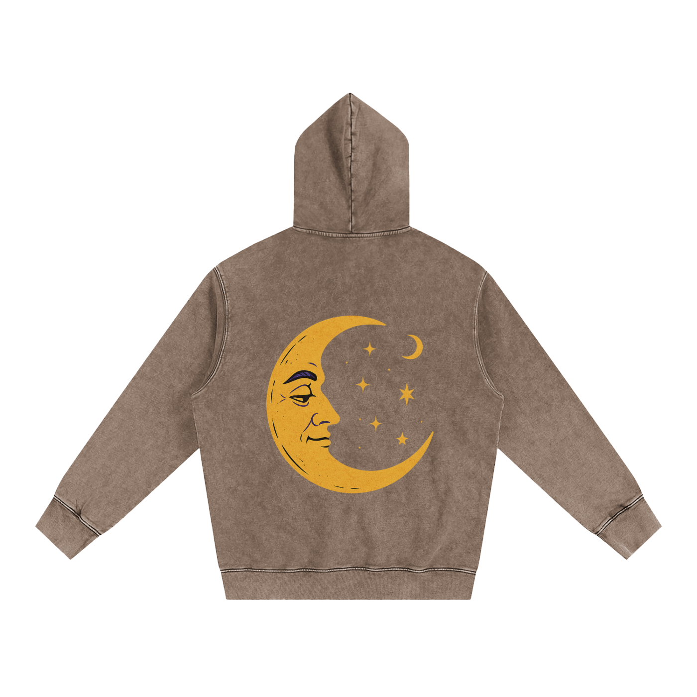 Cosmic Summoner artwork on the back of stone gray hoodie with magical skull and snake elements
