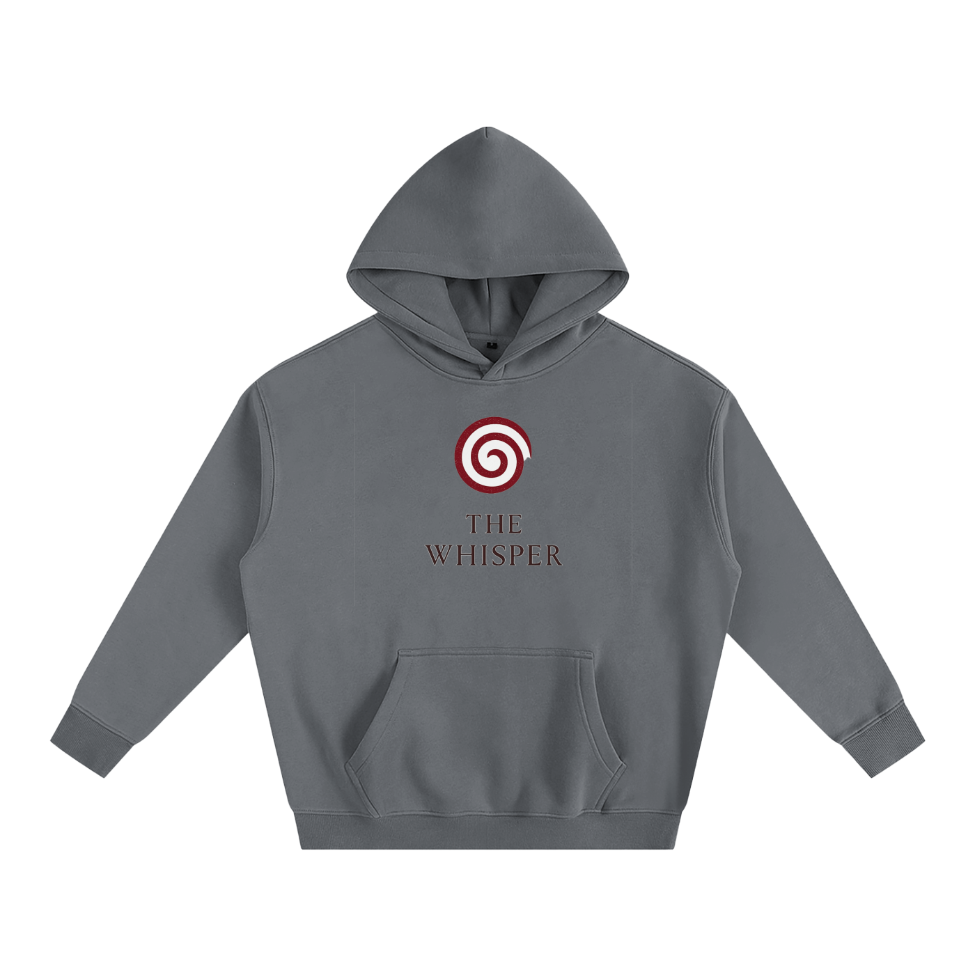 Mystic Spiral Eye graphic hoodie with printed front spiral emblem, gray