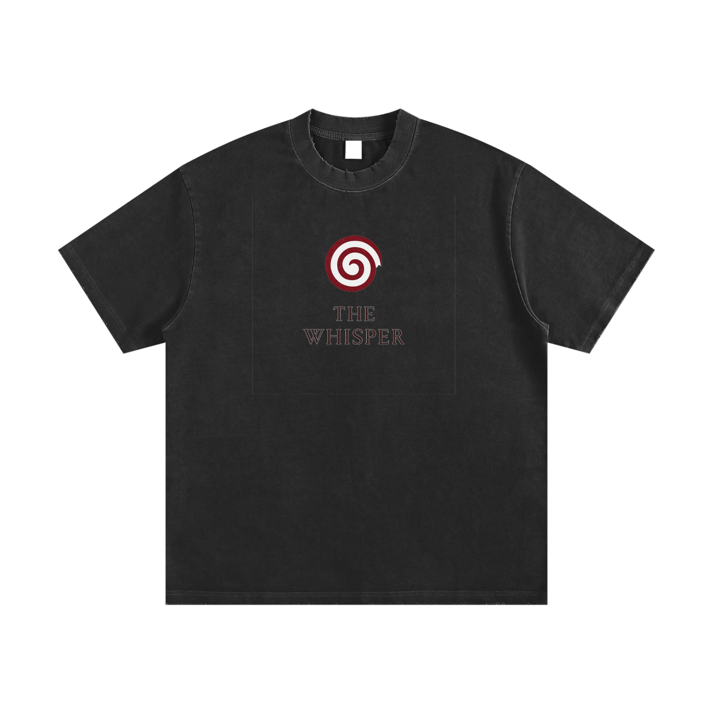 Mystic Spiral Eye vintage-style heavyweight graphic tee with frayed edges, black