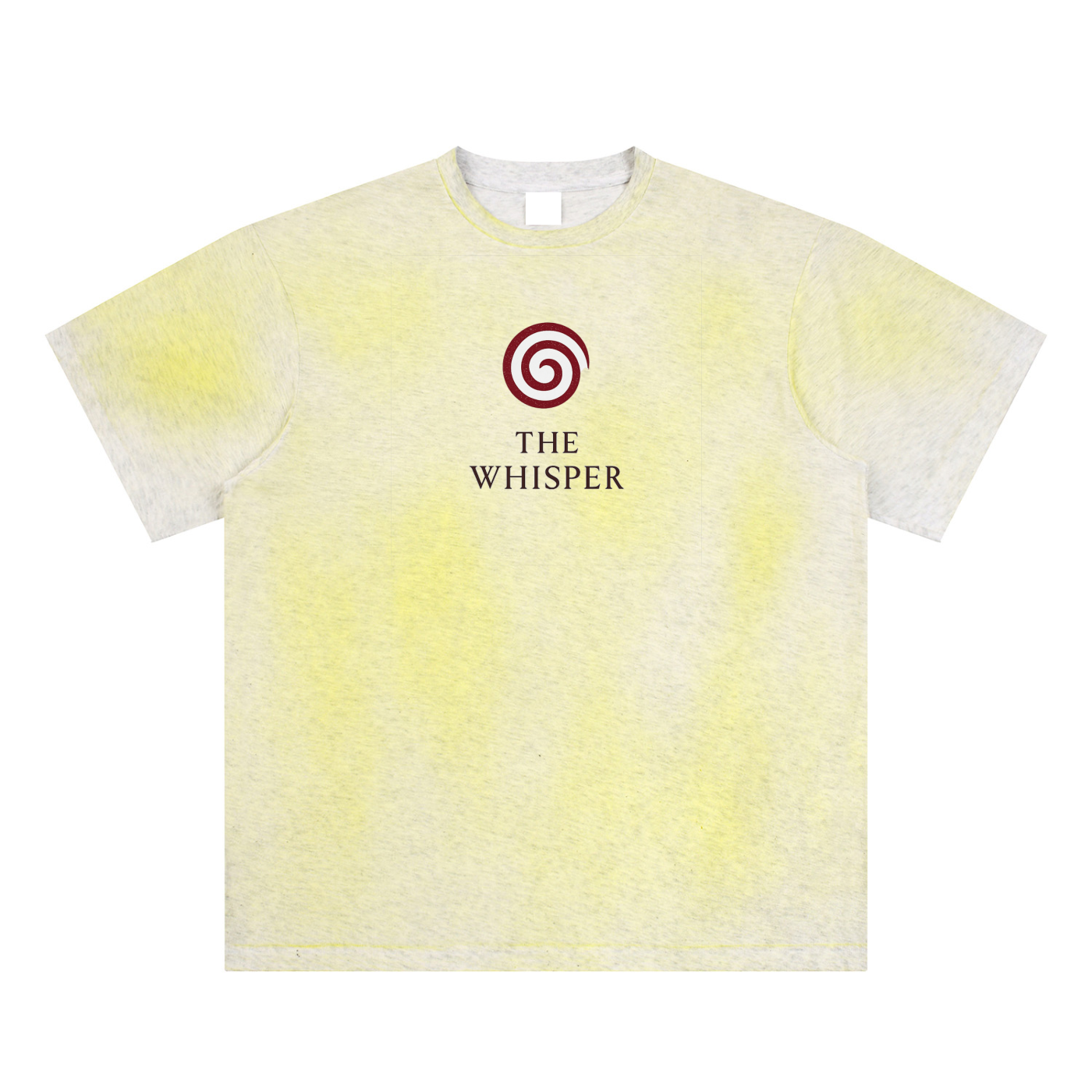 Lightweight cotton graphic tee with Spiral Eye print, unisex fit, yellow