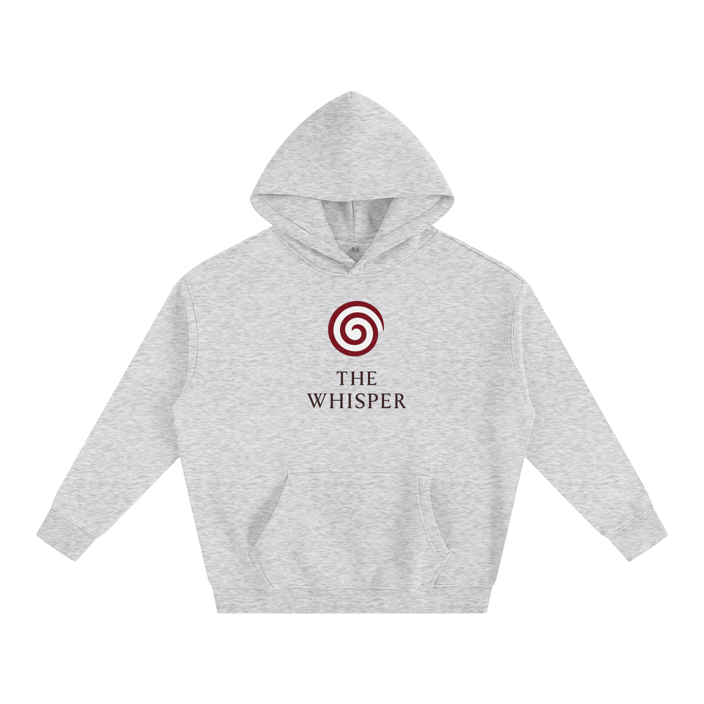 Mystic Spiral Eye graphic hoodie with printed front spiral emblem, flower gray