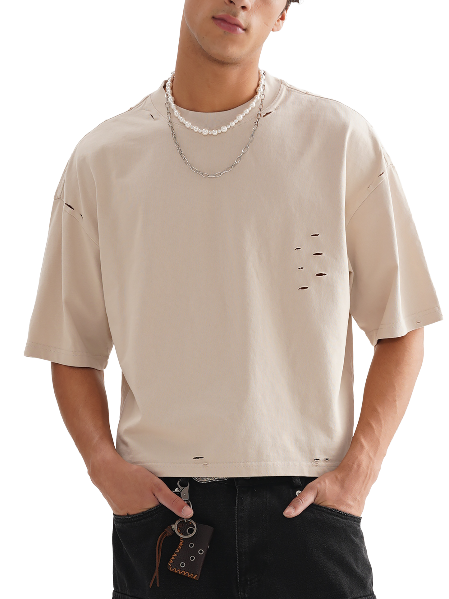 Mystic Spiral Eye Ripped Tee – 250g Cotton Unisex Graphic T-Shirt for Men
