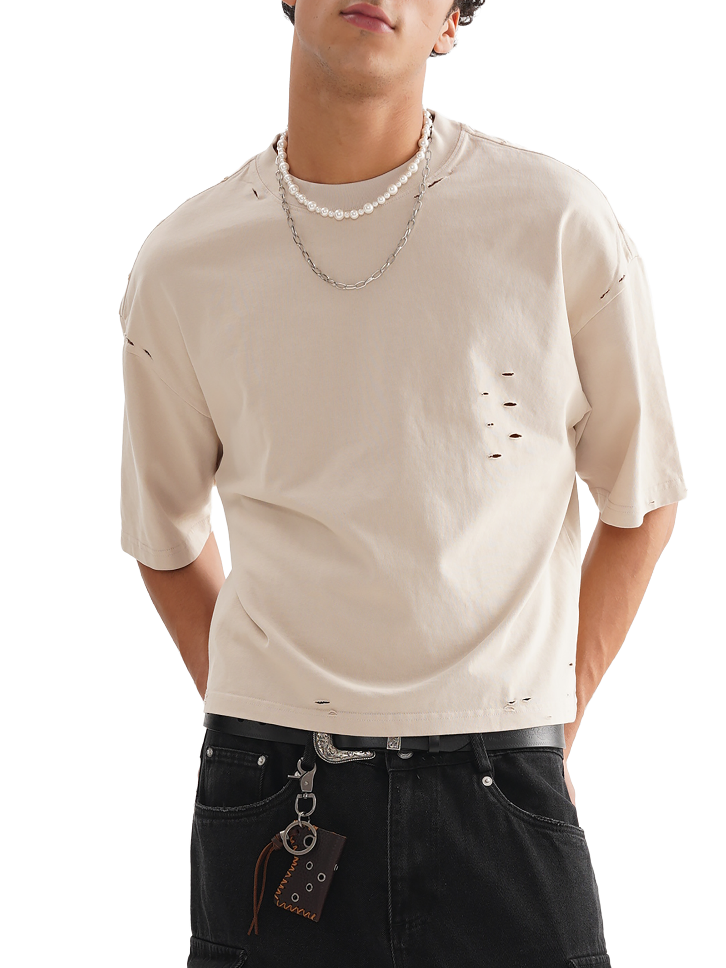 Mystic Spiral Eye Ripped Tee – 250g Cotton Unisex Graphic T-Shirt for Men