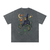 Dark wizard and galaxy design on pirate gray tee back

