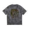 Back skull artwork on streetwear cotton drop shoulder shirt, dark gray

