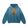 Cotton hoodie with front wizard graphic in jeans blue color

