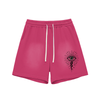 Rose red shorts with visionary eye print on front