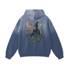 Graphic wizard and serpent design on gray blue cotton hoodie

