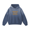 Cosmic Moon graphic hoodie front view in gray blue

