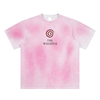Lightweight cotton graphic tee with Spiral Eye print, unisex fit, pink