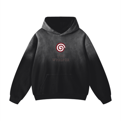 Mystic Spiral Eye handcrafted cotton graphic hoodie with front emblem, black