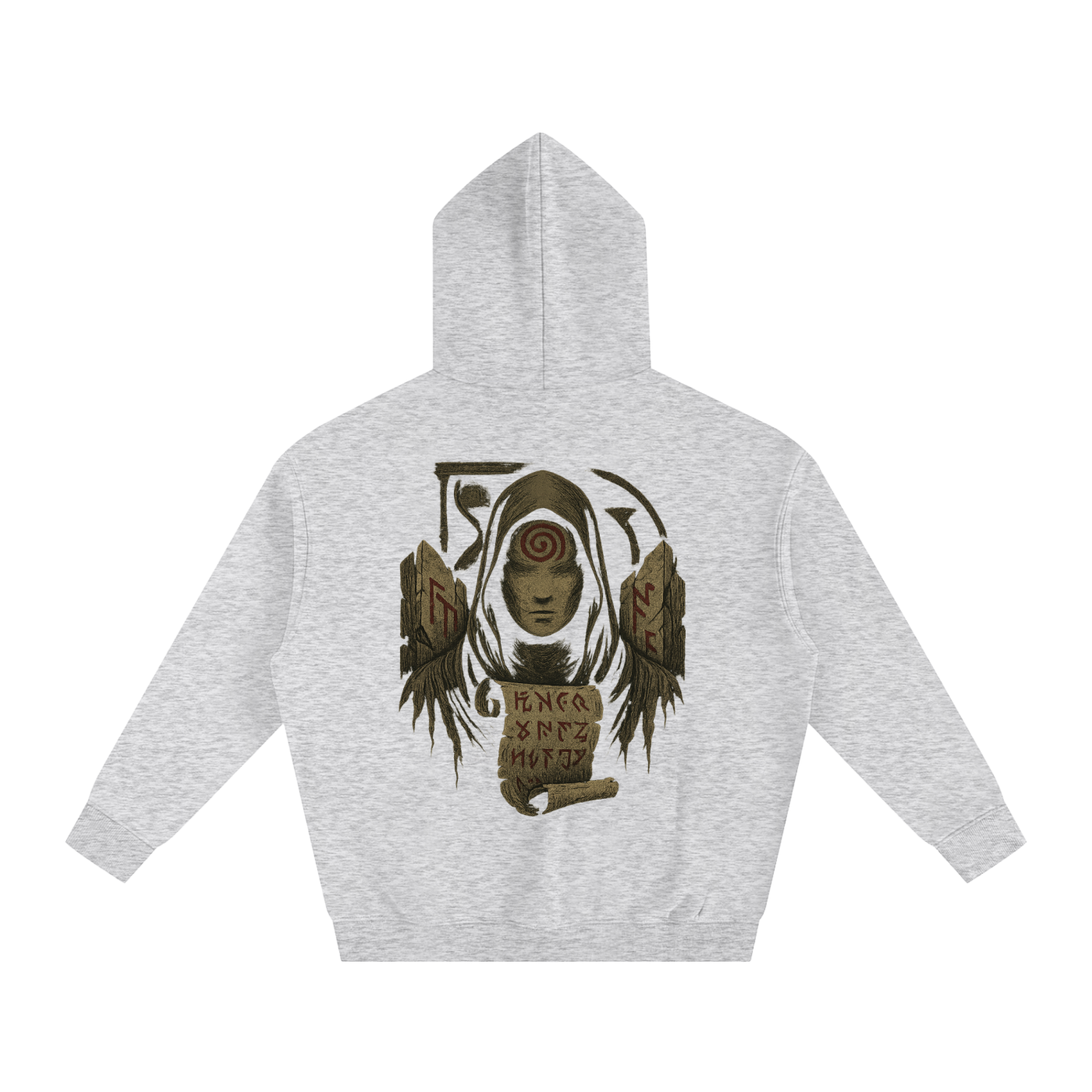 Unisex streetwear hoodie with mystic back print design, flower gray