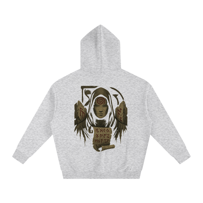Unisex streetwear hoodie with mystic back print design, flower gray