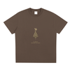 Front of brown Mind Bloom Sorona® tee with vintage golden print of expanding mind design
