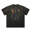 Cosmic theme with skull, snake and earth print on gray apricot