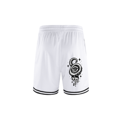 White athletic shorts with minimalist design – breathable polyester fabric