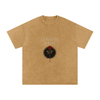 Front view of Love Is Pain graphic t-shirt showing bleeding rose wrapped in barbed wire – Stitro unisex design Light Brown

