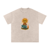 Mystic sun and elephant art on apricot unisex graphic tee


