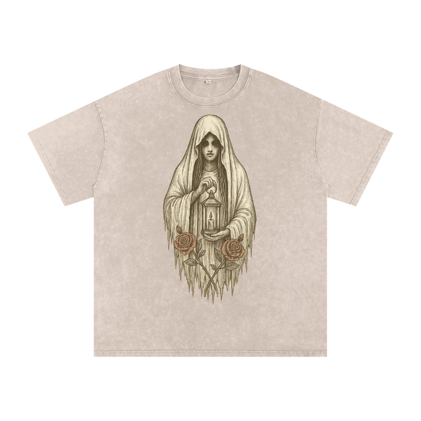 Silent Ember – Washed Black Graphic T-Shirt for Men | Loose Fit Spiritual Streetwear