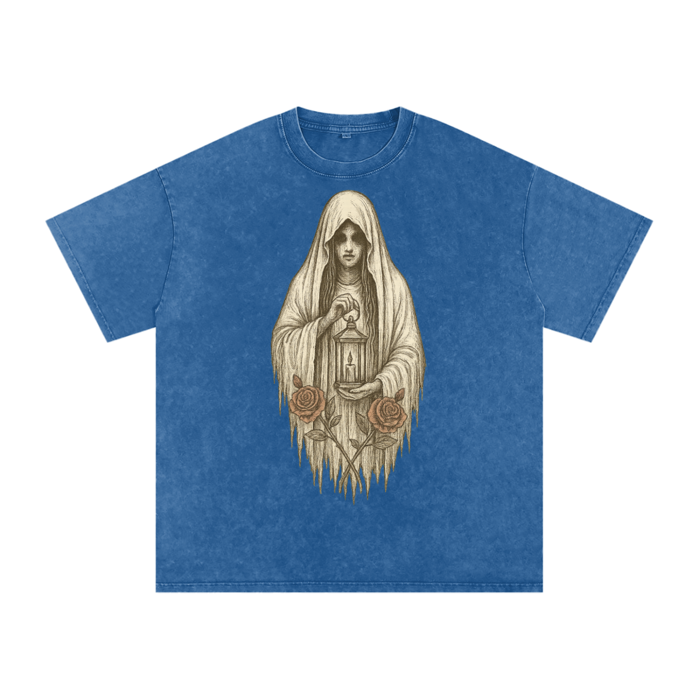 Silent Ember – Washed Black Graphic T-Shirt for Men | Loose Fit Spiritual Streetwear