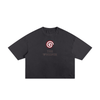 Mystic Spiral Eye ripped cotton graphic tee with vintage washed texture, wash black

