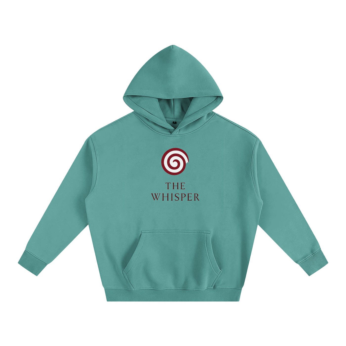 Mystic Spiral Eye graphic hoodie with printed front spiral emblem, medium green