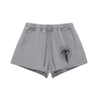 women's gray cotton shorts front with mystical vision eye design

