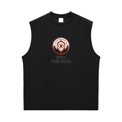 Voidcaller graphic tank top with bold streetwear chest design, black