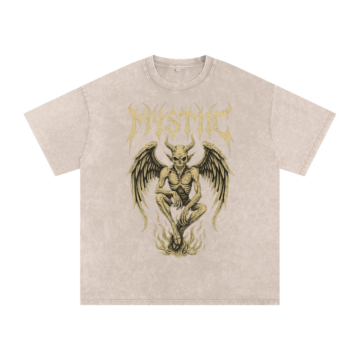 Mystic – Washed Snow Cotton Graphic T-Shirt for Men | Loose Fit Streetwear Tee