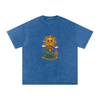 Bold wizard design front on dark blue unisex vintage tee

