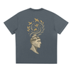 Back illustration of abstract mind with birds and nature elements on dark gray oversized fit


