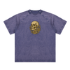  Deep navy blue tee with vintage skull and rose chest art