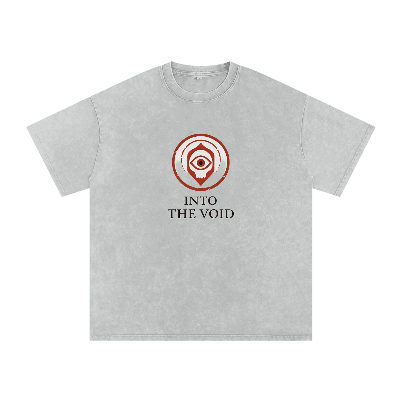 Voidcaller cotton t-shirt with spiral eye chest design in soft streetwear, light gray