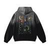 Cosmic summoner and dragon art on back of black hoodie

