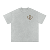 Front view of Crowned Heart graphic t-shirt with taçlı kalp, gül ve damlayan kan baskısı – black washed oversized tee Light Gray

