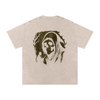 Back skull graphic on casual short sleeve streetwear tee, apricot

